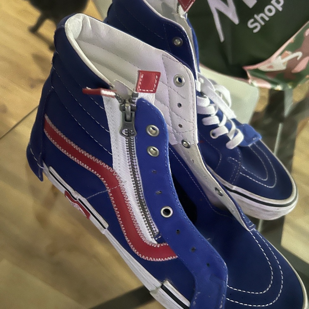Vans Royal Blue High-Tops with Red and White Accents - Picture 3 of 5